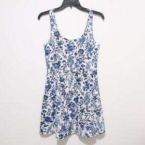 Sleeveless Jersey Floral Blue and White Dress